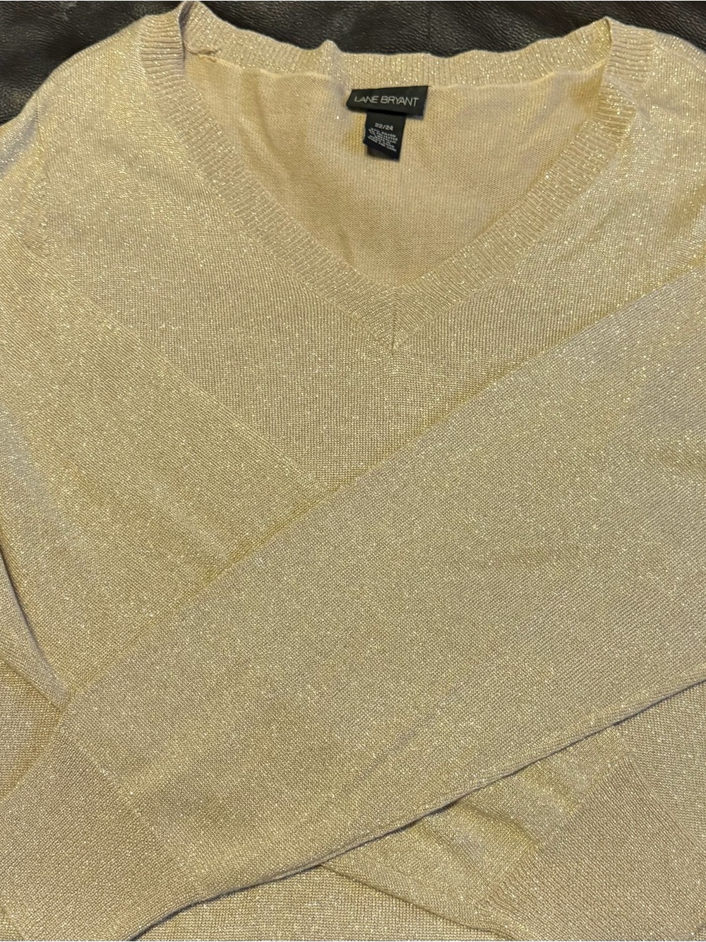 *** PLUS SIZE SALE ***Lane Bryant Metallic Gold Knit V-Neck Top